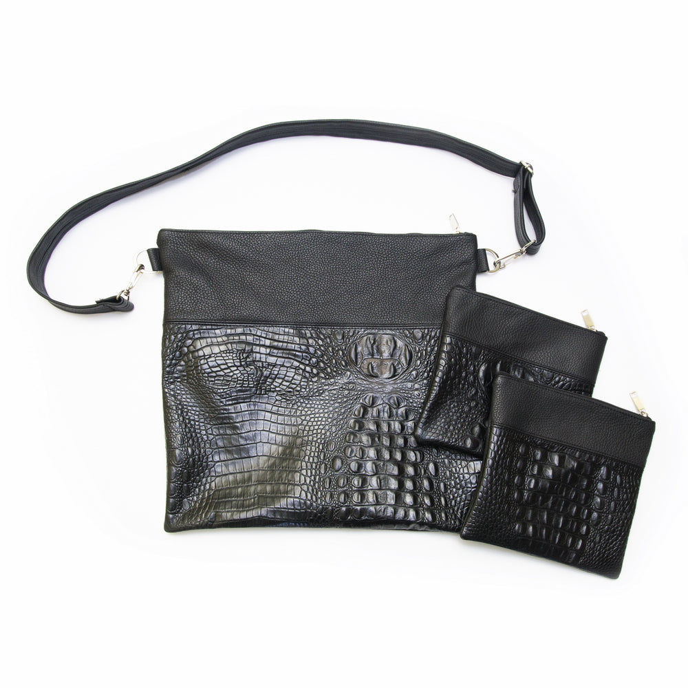 Multi-Textured - Black/Black Crocodile - B142