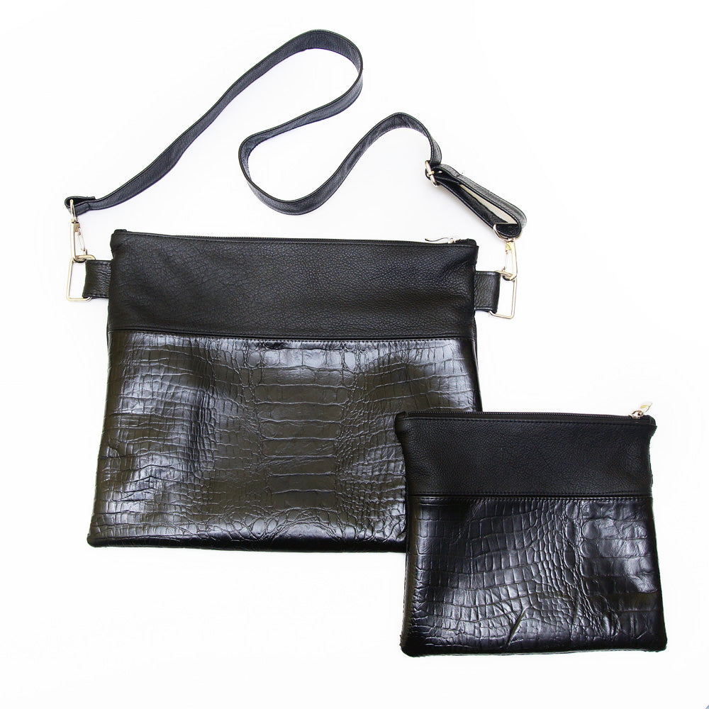 Multi-Textured Black/Black Crocodile - B39