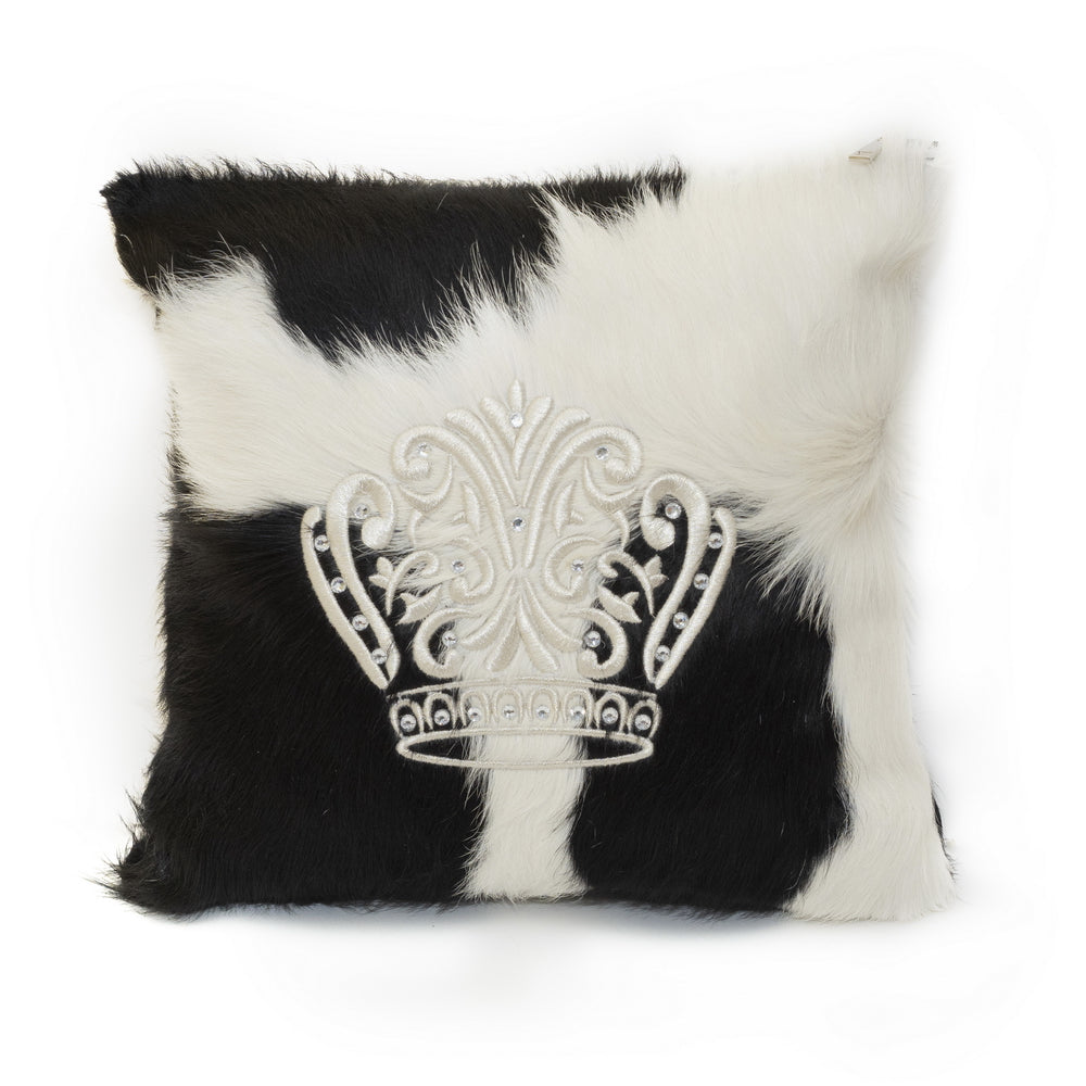 Black and White Fur with Silver Embroidery - F45